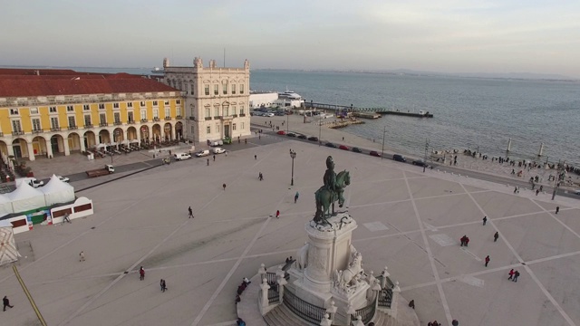 鸟瞰图Praca do Comercio，里斯本，葡萄牙视频素材