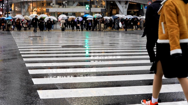 东京涉谷十字路口的行人视频素材