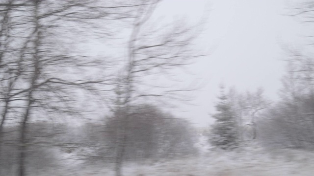 驾驶在乡村道路上，这是通过一个高地高原地区-从侧窗观看-手持相机视频素材