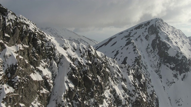 无人机俯瞰高山雪景视频素材