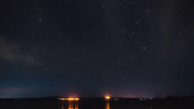 延时:恒星轨迹星系宇宙在当地的湖泊视频素材