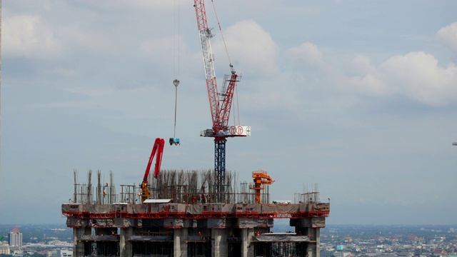 起重机建筑施工视频素材