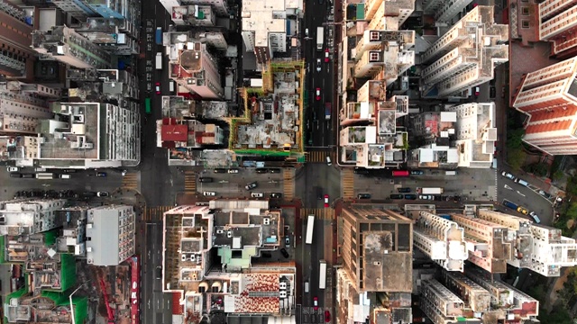 鸟瞰图非常拥挤的香港地区视频素材