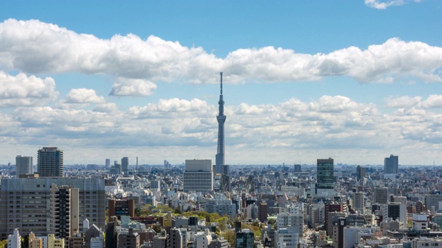 4K超高清时间推移:东京天空树镇和日本城市景观与蓝天大东区日本。视频素材