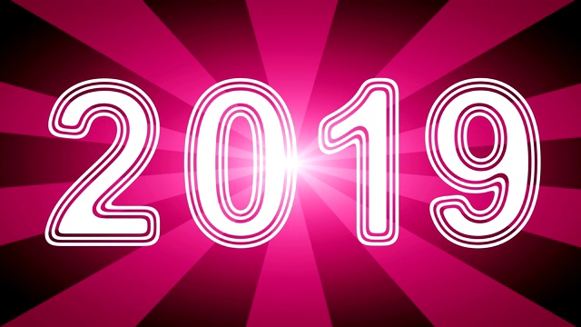粉色背景中的“2019”。视频素材画面1