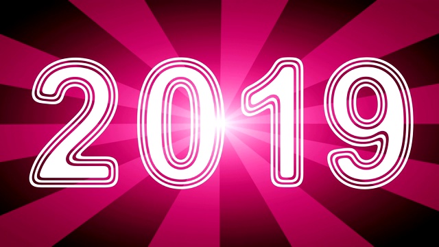 粉色背景中的“2019”。视频素材画面2