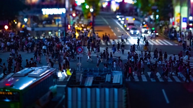 涉谷十字路口的高视角夜景视频素材