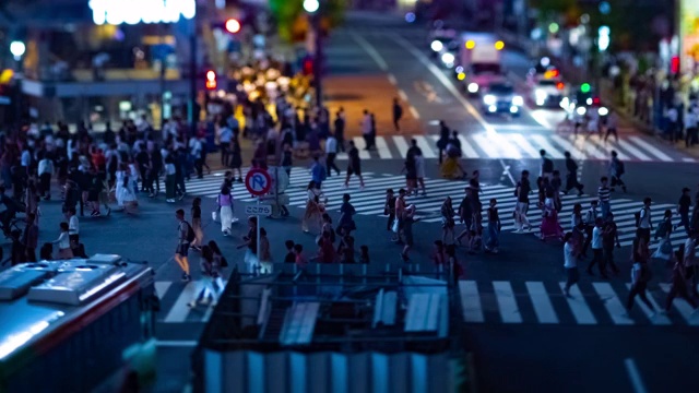 涉谷十字路口的高视角夜景视频素材