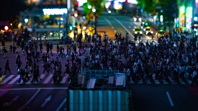 涉谷十字路口的高视角夜景视频素材