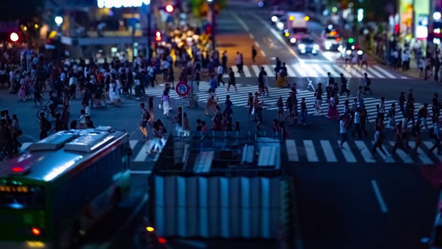 涉谷十字路口的高视角夜景视频素材