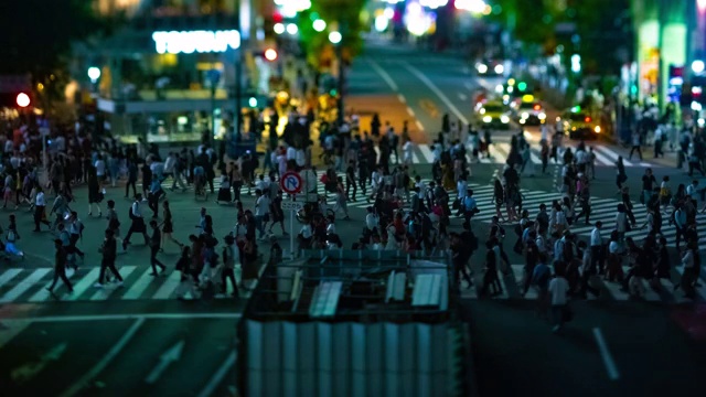 涉谷十字路口的高视角夜景视频素材