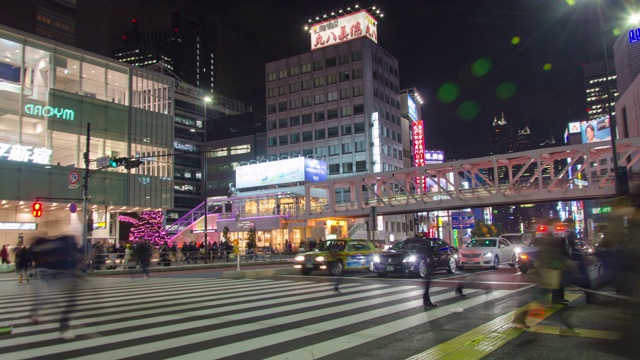 4K延时:日本东京新宿区的交通状况视频素材