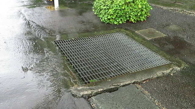 大雨落在路上视频素材