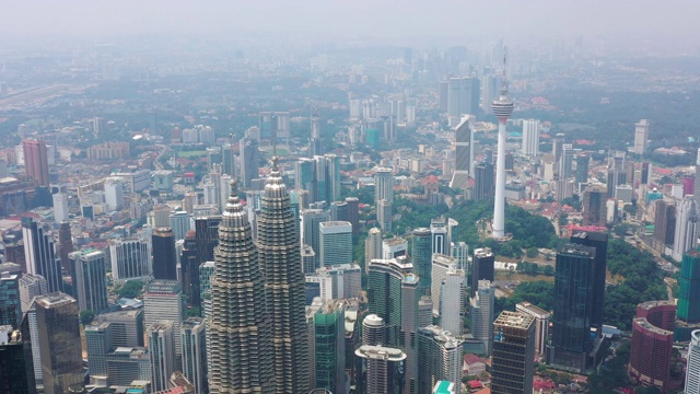 吉隆坡市区城市景观晴天空中全景4k马来西亚视频素材