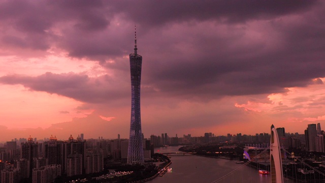航空广州塔,广州,中国视频素材画面2