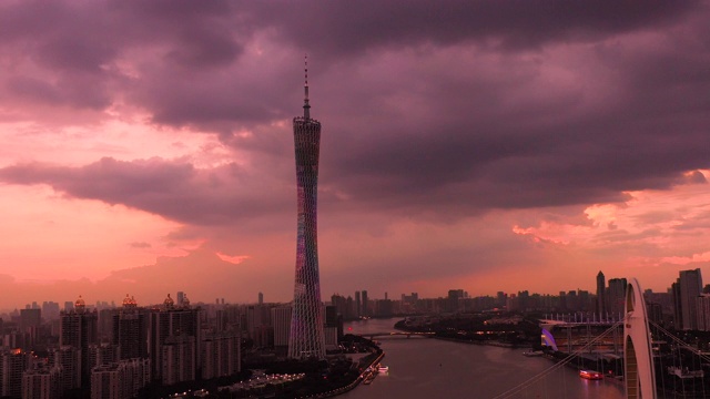 航空广州塔,广州,中国视频素材画面3