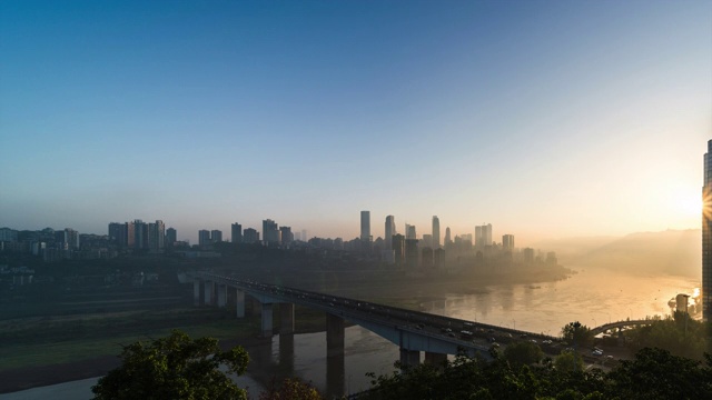 T/L WS HA长江城市晨曦过渡/重庆，中国视频素材