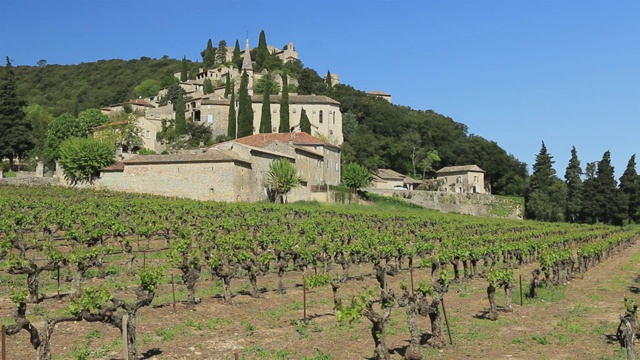 小山顶村拉Roque-sur-Cèze。Occitanie。法国视频素材