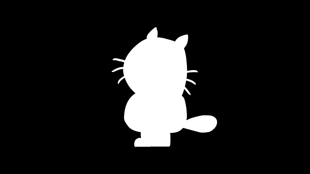 卡通灰猫饿了尖叫。有趣的角色。帧动画。阿尔法通道视频素材画面2