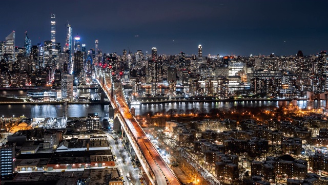 T/L WS HA ZO Ed Koch Queensboro Bridge /美国纽约市夜景视频素材