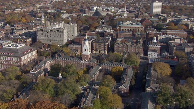 鸟瞰图在哈佛大学，剑桥，马萨诸塞州，美国视频素材