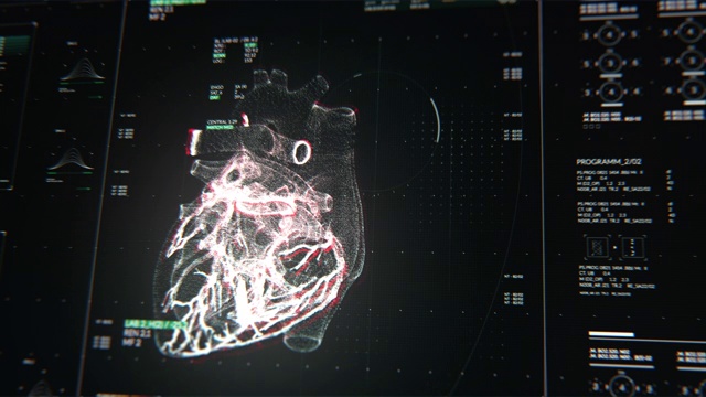 扫描的心。人的心血管系统。医疗技术视频素材