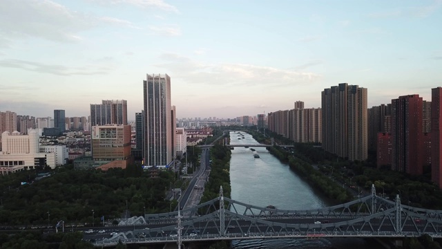 中国江苏省无锡现代城市建筑鸟瞰图视频素材