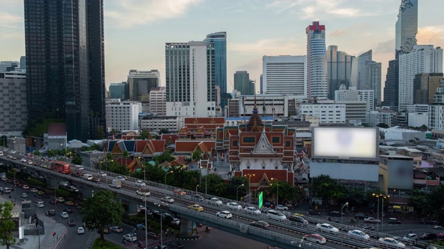 4K时间推移，曼谷建筑，曼谷市中心，泰国曼谷视频素材