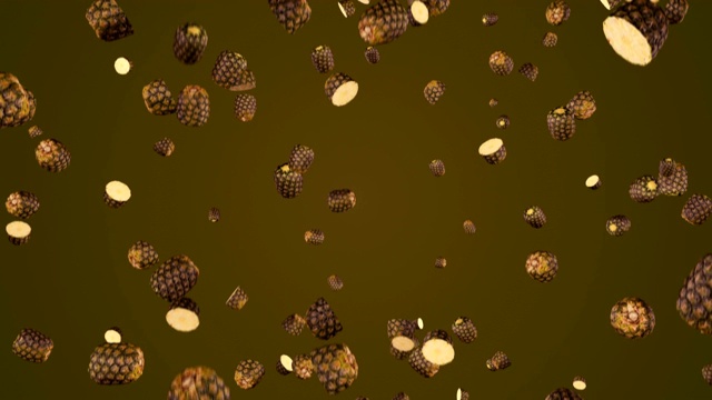 掉落的菠萝垂下动画4K分辨率视频素材画面3