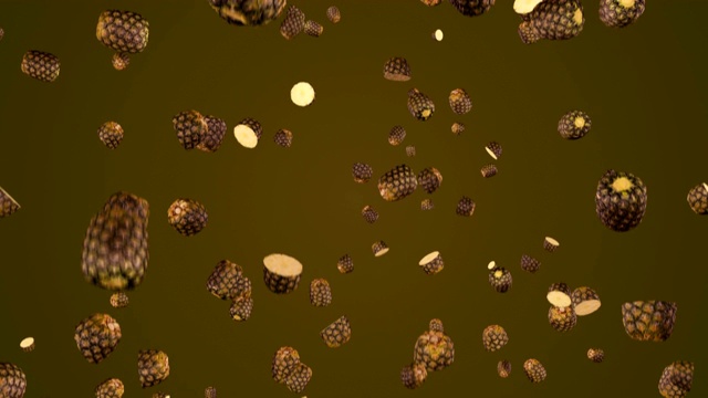 掉落的菠萝垂下动画4K分辨率视频素材画面4
