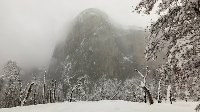 约塞米蒂国家公园冬天的雪景视频素材