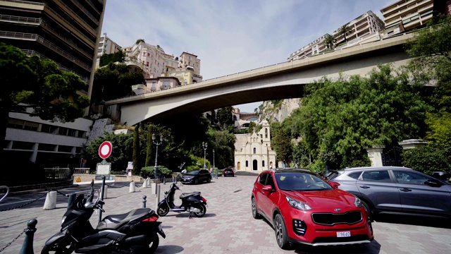 摩纳哥避暑别墅街道和道路与汽车在蒙特卡洛视频素材