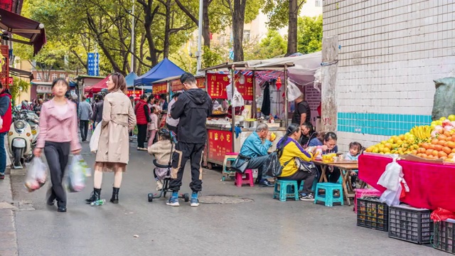 昆明市集街的时间流逝视频素材