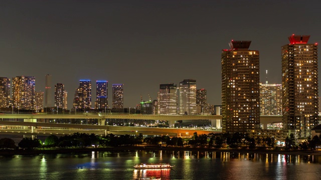 夜景河滨的时间流逝视频素材