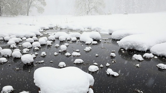 优山美地国家公园的雪景视频素材