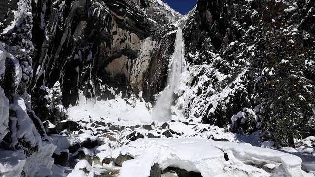 优山美地国家公园的雪景视频素材