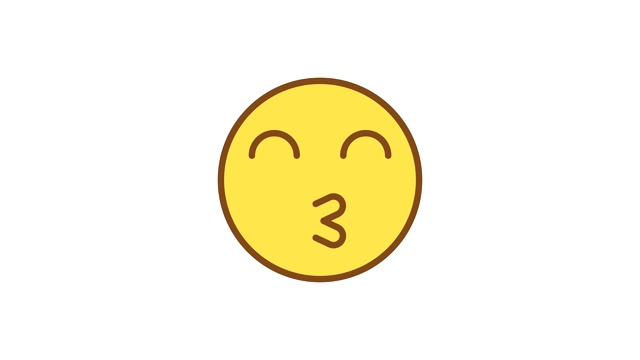 表情符号温柔的吻。动画表情符号。阿尔法通道视频素材画面2
