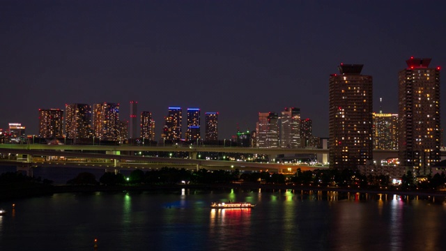 夜景河滨的时间流逝视频素材