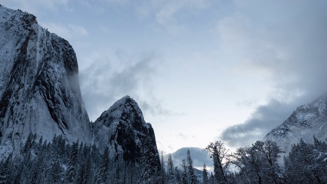 约塞米蒂国家公园冬天的雪景视频素材