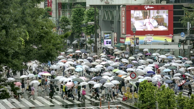 行人穿过东京涩谷马路的时间流逝视频素材