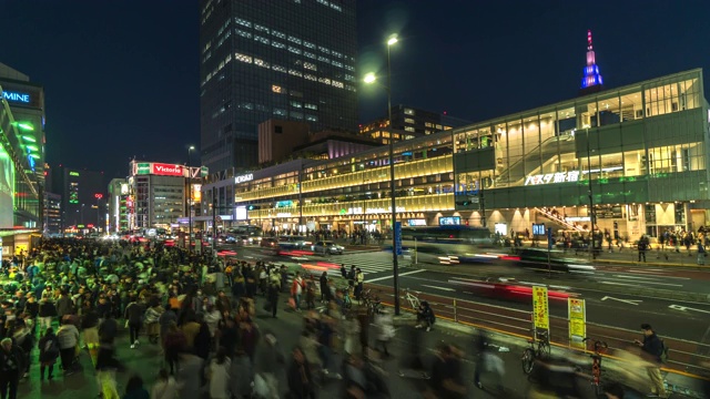 4k延时:日本东京新宿车站的行人视频素材