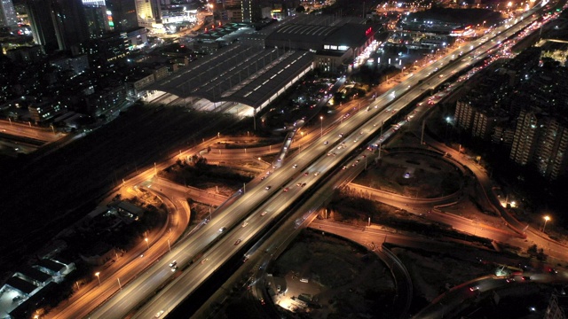 中国福州火车站周边城市立体交通夜景鸟瞰图视频素材