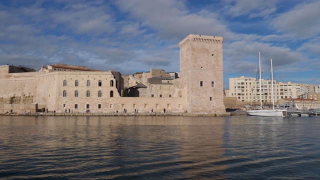 圣让堡和vieux港，马赛，Bouches-du-Rône，法国。视频下载