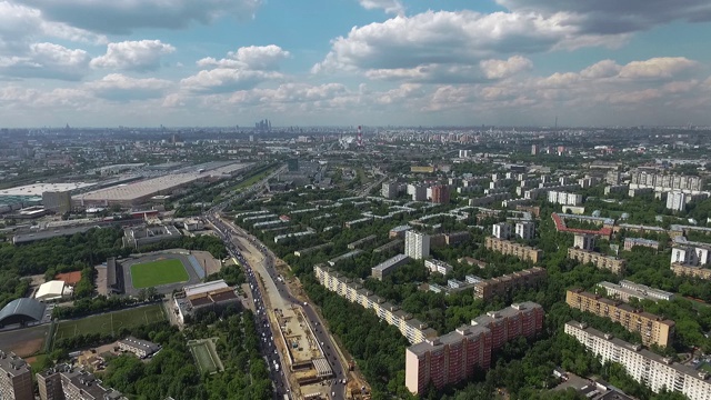 莫斯科夏季空中全景图，俄罗斯视频素材