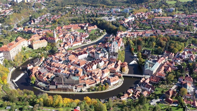 城市全景Cesky Krumlov。捷克共和国视频素材