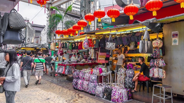 马来西亚八打岭街行人的时间流逝视频素材