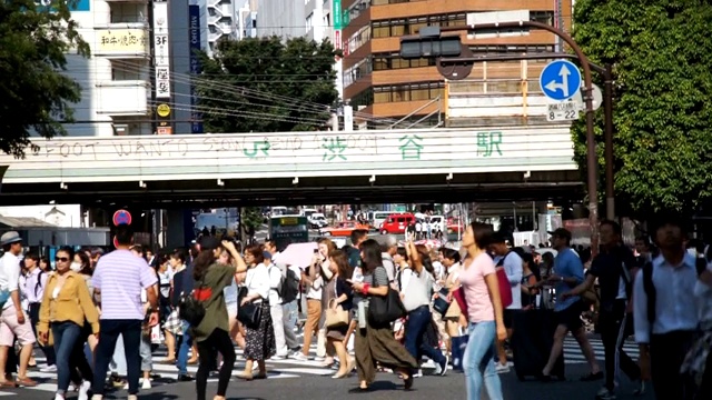 白天，行人穿过涩谷，日本东京视频素材