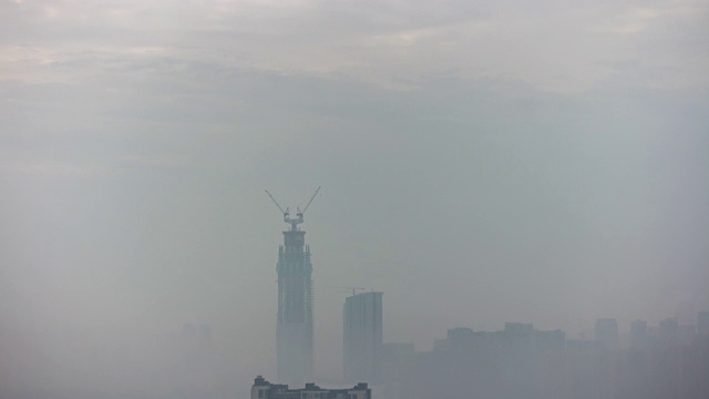 成都城市景观阴天建设延时全景4k中国视频素材