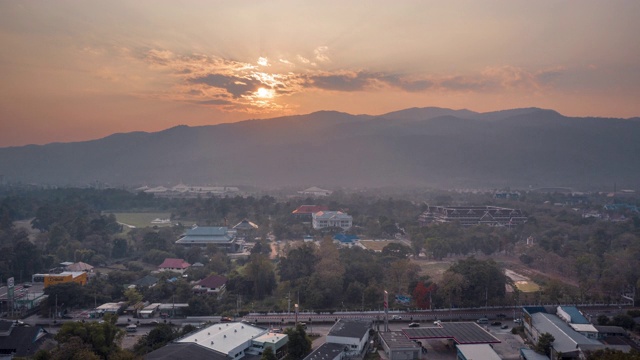 超延时无人机视频清迈市，泰国视频素材