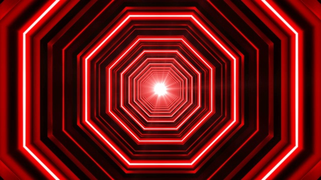 八角环氖红4K动画隧道视频素材画面1